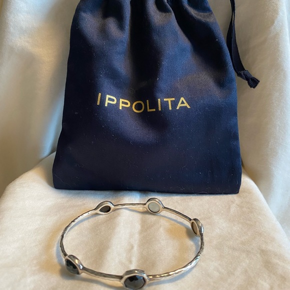 Authentic Ippolita five station multi color stone sterling silver bangle. - Picture 1 of 7